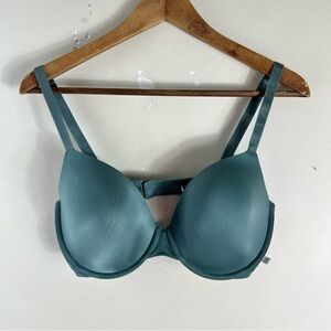Victoria Secret Lined Demi Bra Teal Underwire Size 36DD